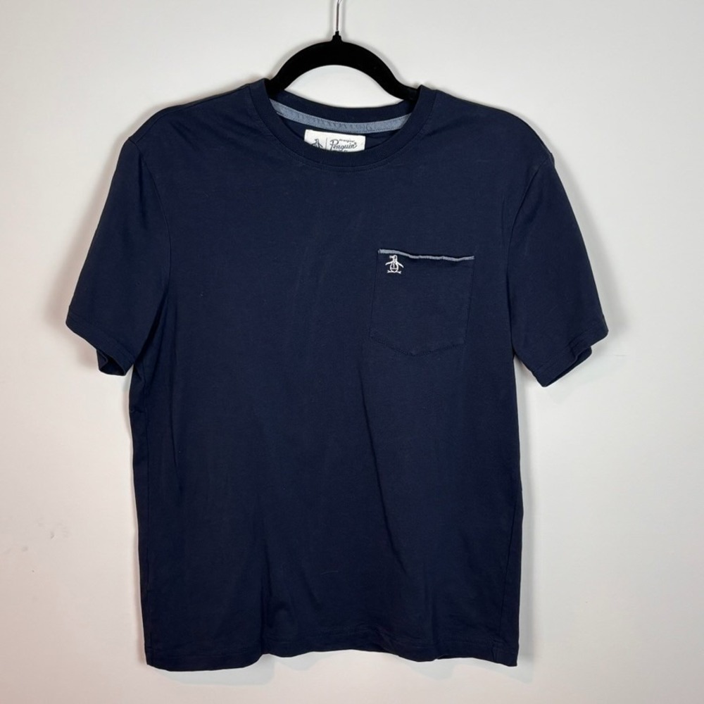 Original Penguin Mens Jersey Earl Tape Tipped Tee Navy Blue Small Classic Preppy